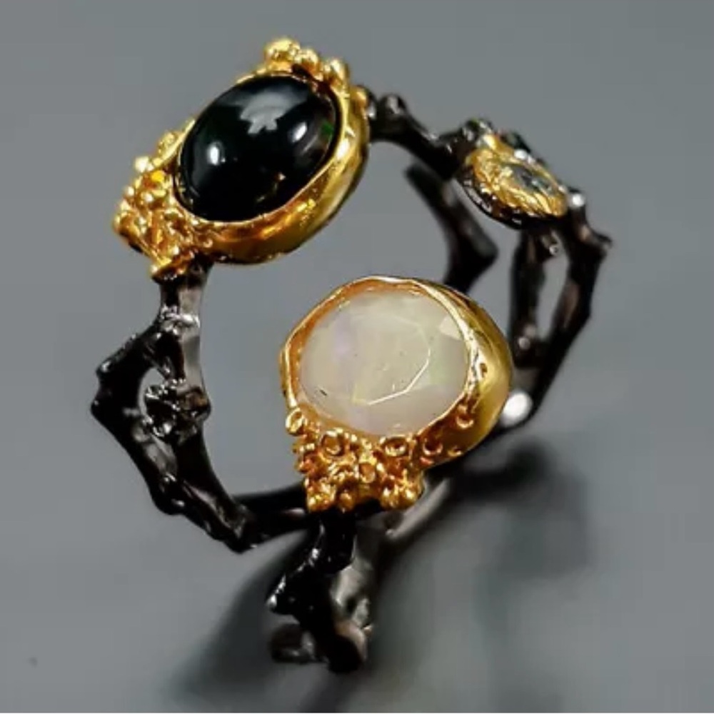 Handmade jewelry Opal Ring 925 Sterling Silver Size 8 /R345671